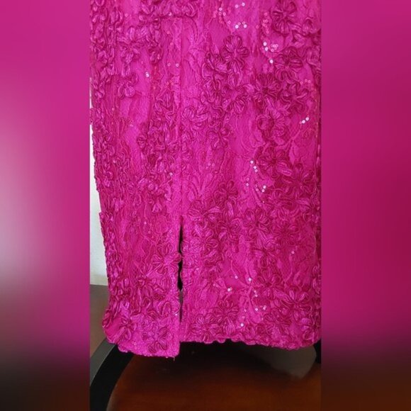 Jessica Howard Magenta/Fuchsia Sequined Soutache Lace Sheath Dress, size 16 - Picture 11 of 16